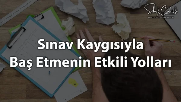 Sınav kaygısı ile baş etme yöntemlerini anlatan görsel.